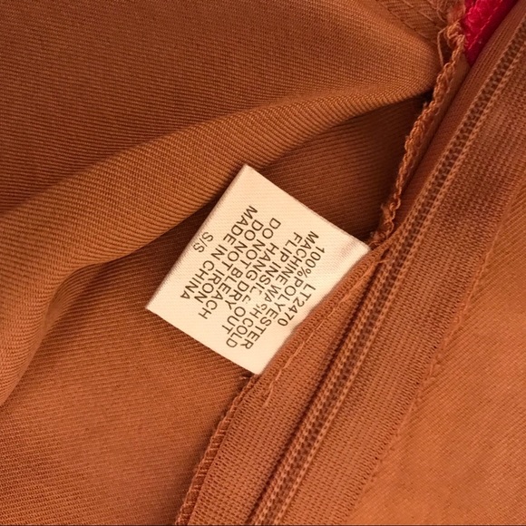 C. Luce Colorblock Peplum Top Tan/Pink Size S - Picture 5 of 5